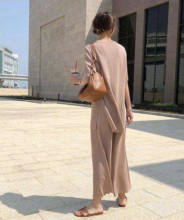 Casual Two-Piece Suit and Wide-Leg Pants