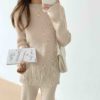 Creamy Elegant Ribbed Knit 2 Piece Set