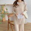 Creamy Elegant Ribbed Knit 2 Piece Set