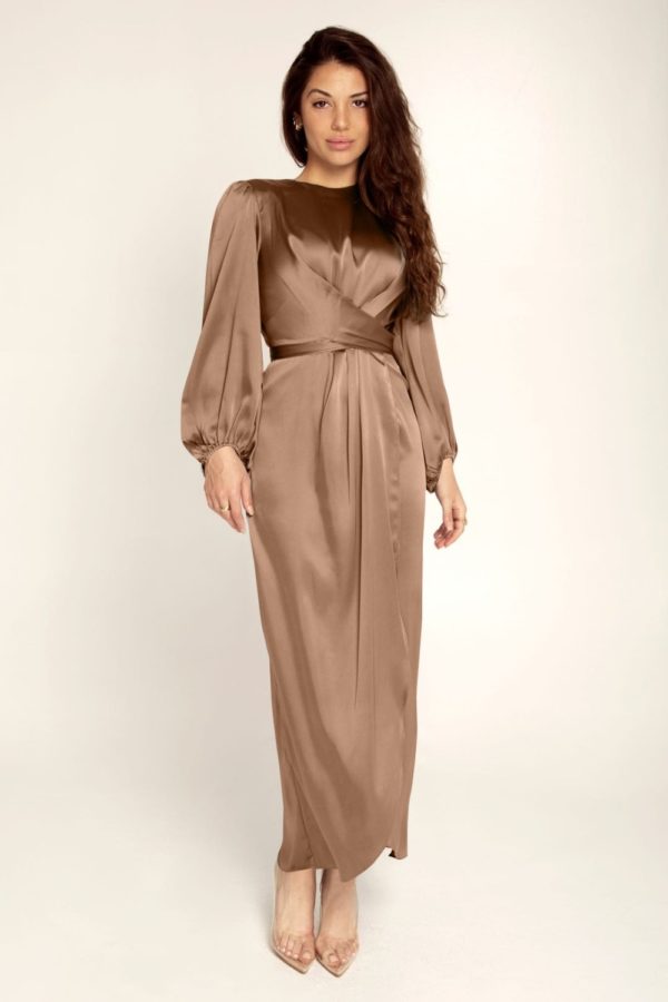 wrap long sleeve maxi dresses