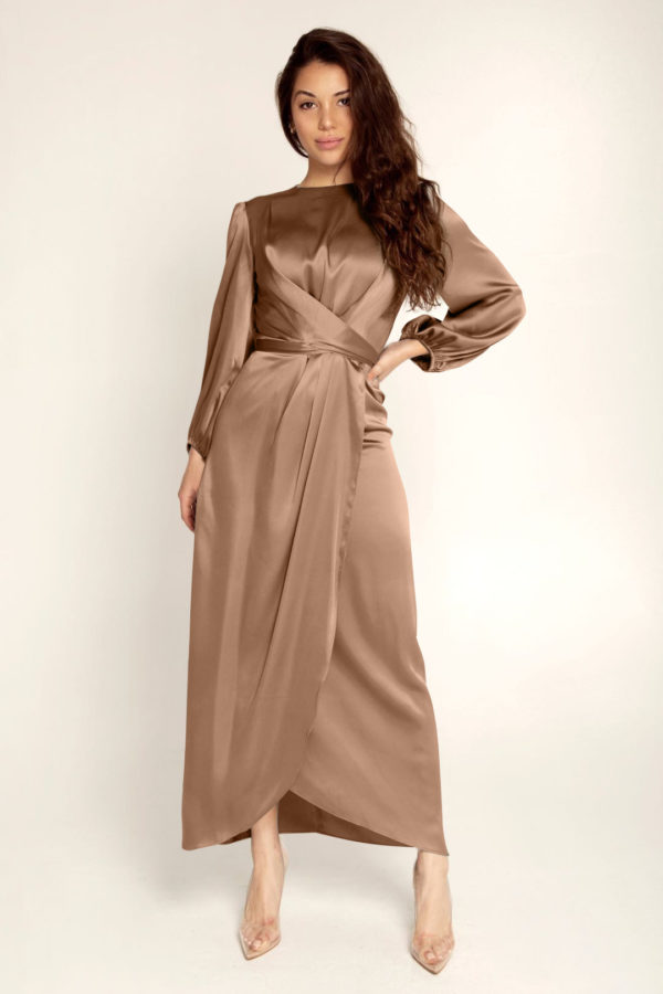 wrap satin maxi dress