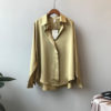 Solid Long Sleeves Satin Blouse