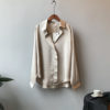 Solid Long Sleeves Satin Blouse