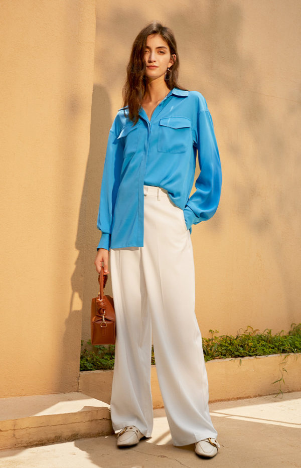 Classic Loose-Fit Button Down Blouse - Image 5