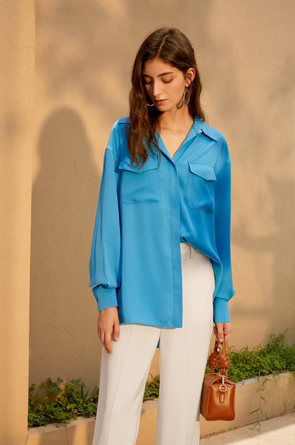 Classic Loose-Fit Button Down Blouse - Image 3