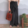Linen Wide-Leg Wrap Tie Palazzo Pants_1