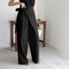 Linen Wide-Leg Wrap Tie Palazzo Pants_5_Black