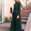 Long Pleated Maxi Dress with Belt_5