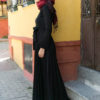Long Pleated Maxi Dress with Belt