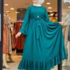 Scoop Neck Pleated Flare Dress_1_Green