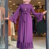 Scoop Neck Pleated Flare Dress_3_Featured_Dark Purple