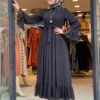 Scoop Neck Pleated Flare Dress_5_Black