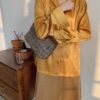 Silky Classic-Fit Mustard Yellow Blouse
