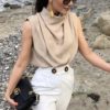 Vintage High Neck Sleeveless Blouse_4_Featured