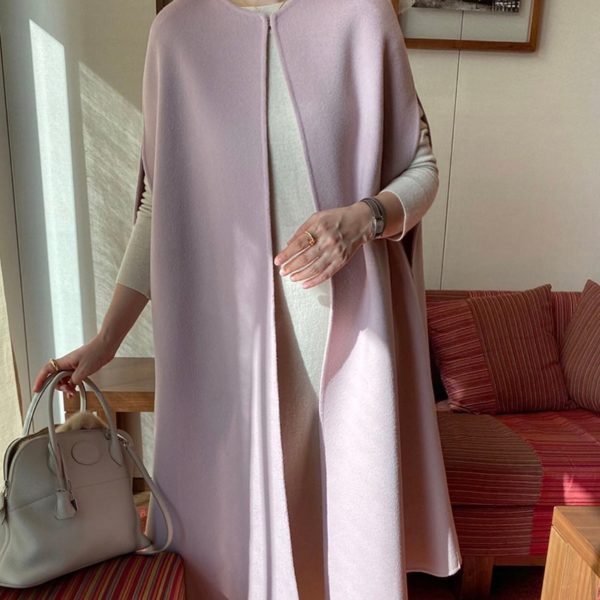 Autumn Sleeveless Cape Coat - Image 8