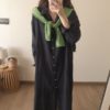 Women’s Basic Solid Loose Shirt Dress _5_Navy Blue