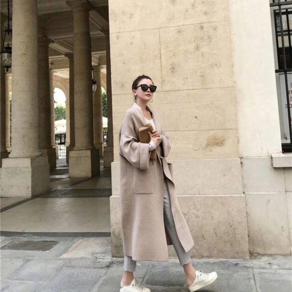 Creamy Mid-length Loose Cardigan Sweater - Image 8