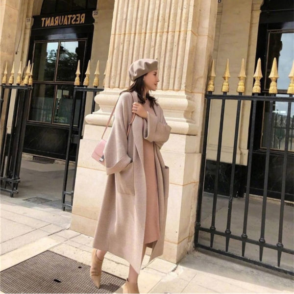 Creamy Mid-length Loose Cardigan Sweater - Image 7