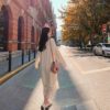 Elegant V-neck Loose Sweater Dress with Ruffles_1