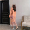 Elegant V-neck Loose Sweater Dress with Ruffles_3
