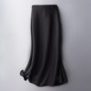 High Waist Solid Satin Skirt_1_Black