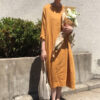 Korean Style Linen Shirt Dress-5