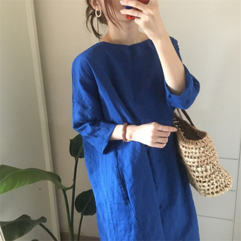 Korean Style Linen Shirt Dress – after MODA