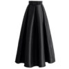 Long Pleated Elegant Maxi Skirt with Bow