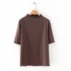 Plus Size High Neck Basic Top_2_Caramel
