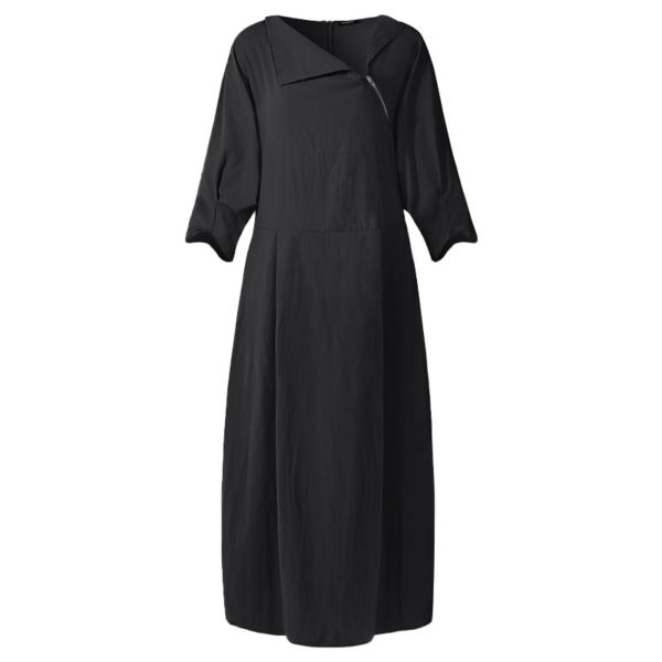 Asymmetrical Neck Midi Dress - Image 3