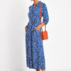 Button Through Collar Three Quarter Sleeve Maxi Dress_1_Black