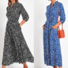 Button Through Collar Three Quarter Sleeve Maxi Dress_5