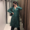 Emerald Green Satin Midi Long Sleeve Shirt Dress_1