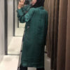 Emerald Green Satin Midi Long Sleeve Shirt Dress_2