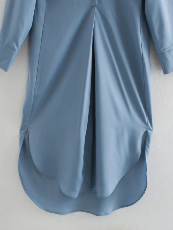 Evening Out Silky Icy Blue Shirt Dress - Image 5