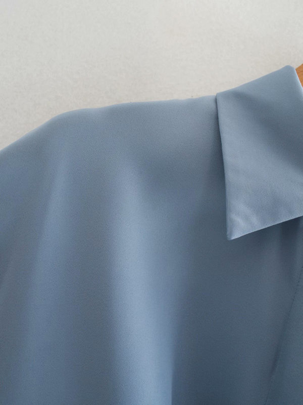 Evening Out Silky Icy Blue Shirt Dress - Image 9