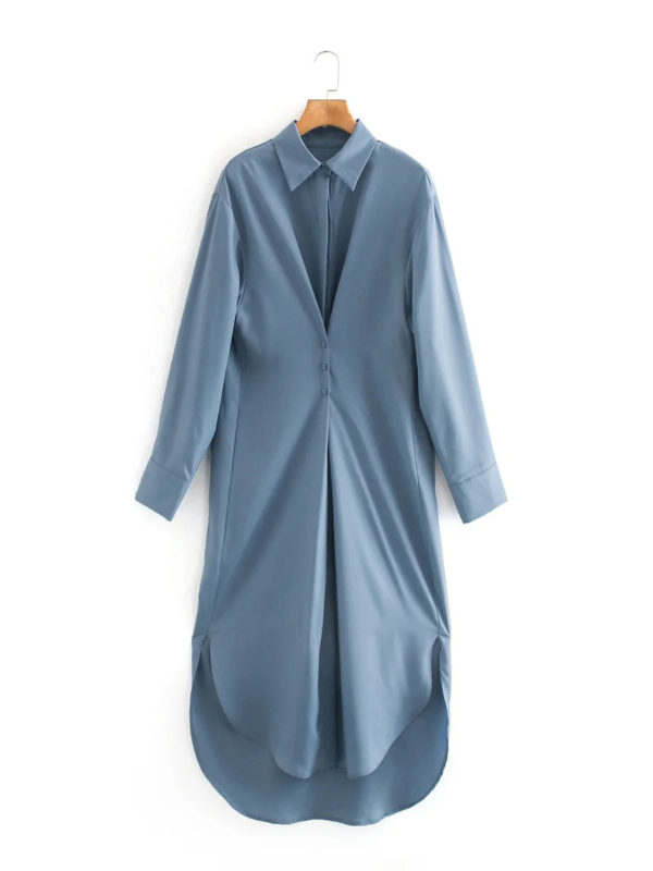 Evening Out Silky Icey Blue Shirt Dress_4_Main_Featured