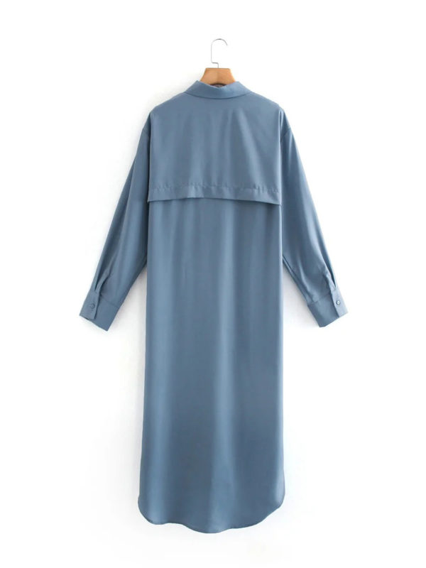 Evening Out Silky Icy Blue Shirt Dress - Image 2