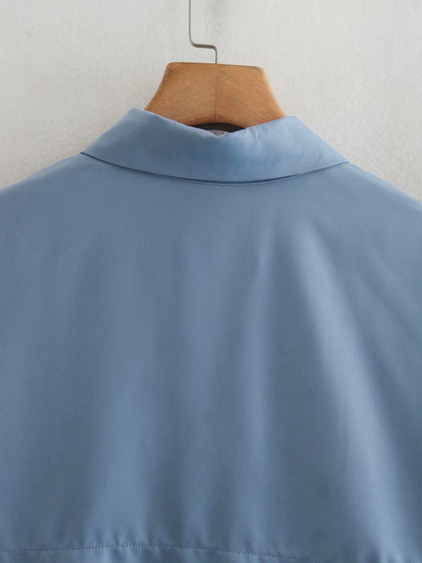 Evening Out Silky Icy Blue Shirt Dress - Image 10
