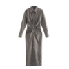 Long Sleeve Slim Fit Pleated Midi Dress_2_Main Featured