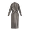 Long Sleeve Slim Fit Pleated Midi Dress_5