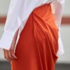 Orange Asymmetrical Maxi Skirt