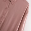 Pink Satin Long Sleeve Midi Shirt Dress_5