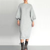 Puff Sleeve Midi Dress_7Grey