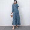 Round Neck Pleated Smock Dress_2