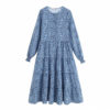 Round Neck Pleated Smock Dress_3