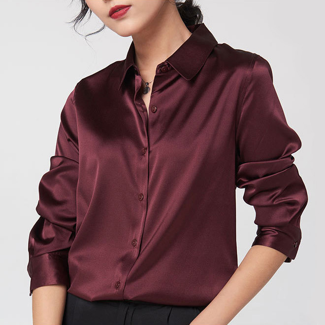 Sleek Satin Long Sleeve Blouse – after MODA