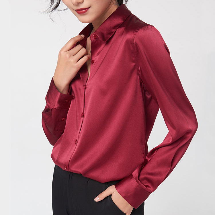 Sleek Satin Long Sleeve Blouse | after MODA