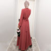 Solid Print Chiffon Long Sleeve Gown_17