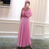 Solid Print Chiffon Long Sleeve Gown_8_Pink
